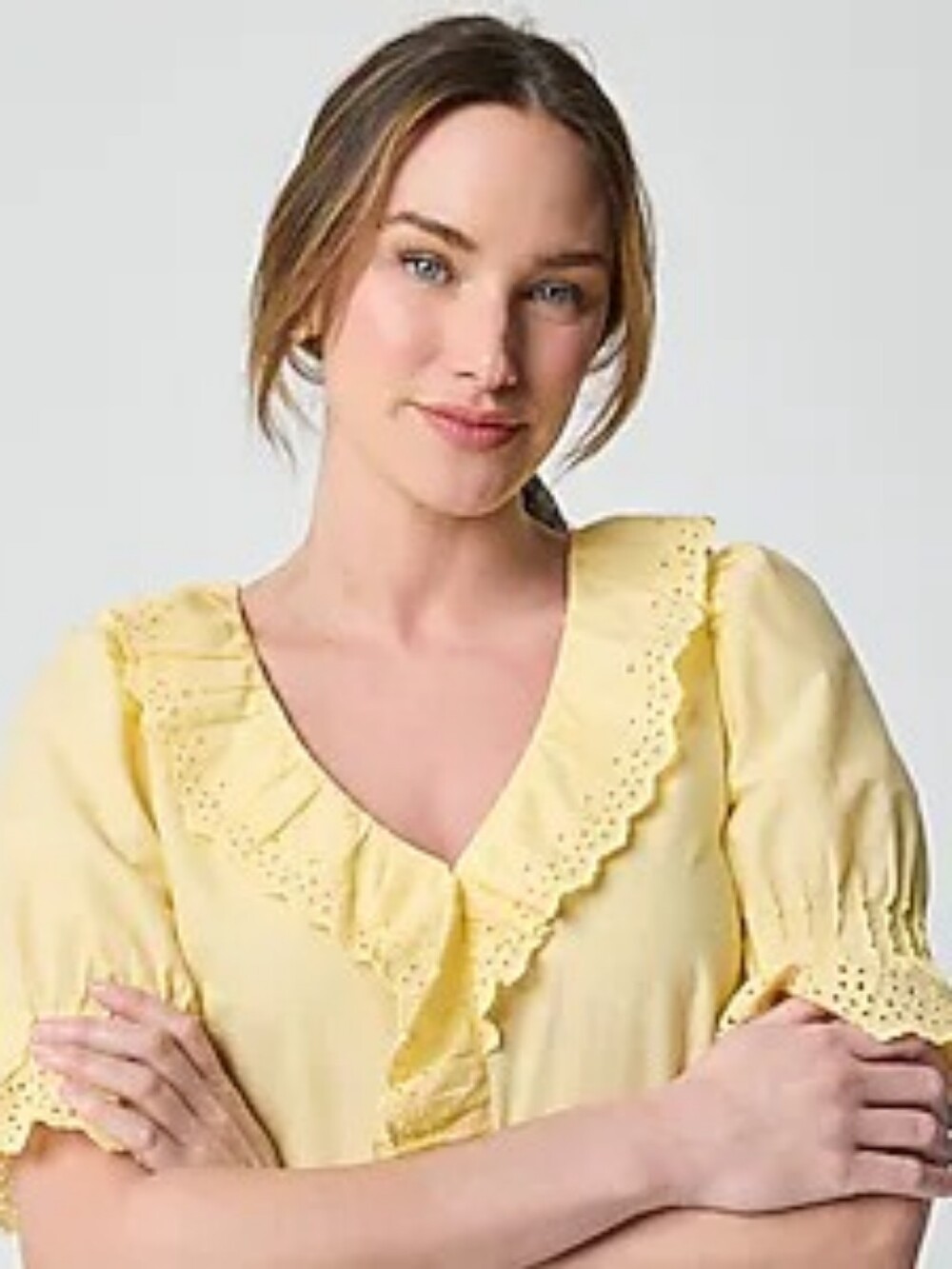 J. Crew Factory Eyelet Ruffle-front Top - Picture 2 of 5